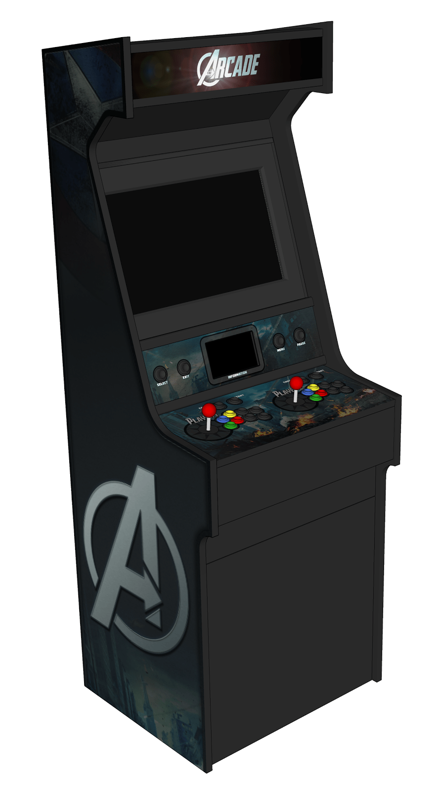 3D render of arcade cabinet as shown in Sketchup editor window