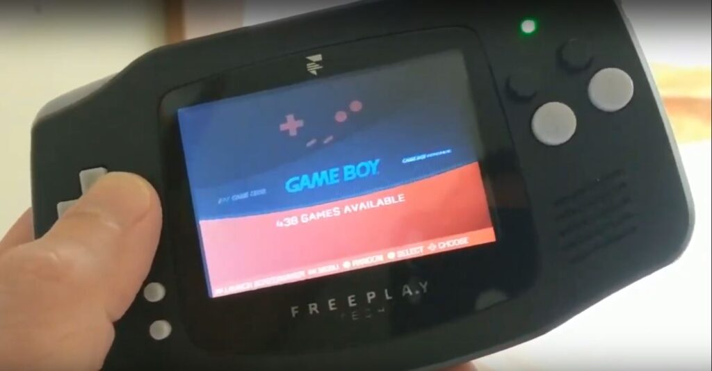 Freeplay Zero handheld. This is essentially a classic Game Boy Advance, with X & Y face buttons added.
