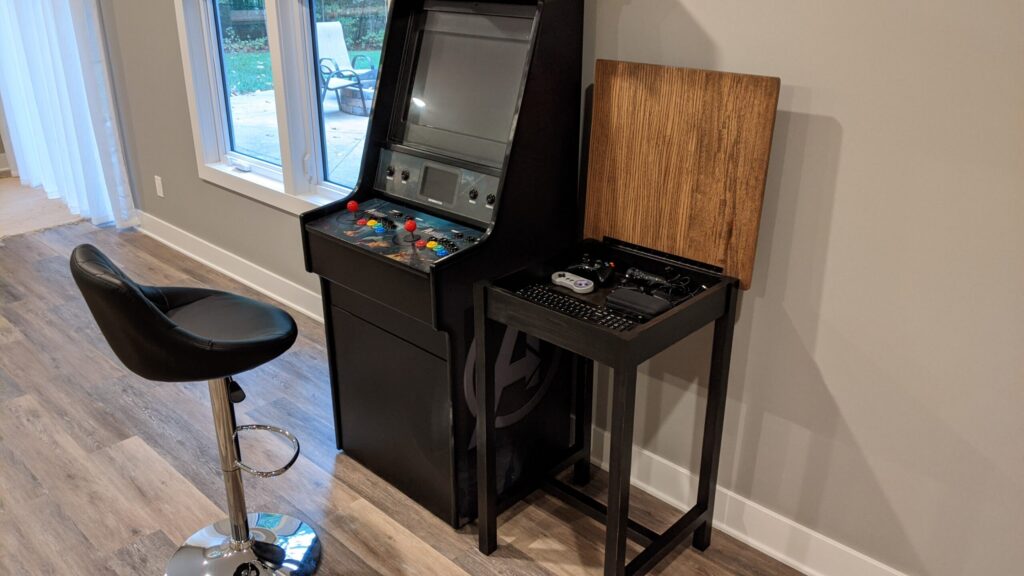 Side table, showing the hidden compartment