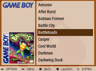 GBZ35 EmulationStation theme game list menu view